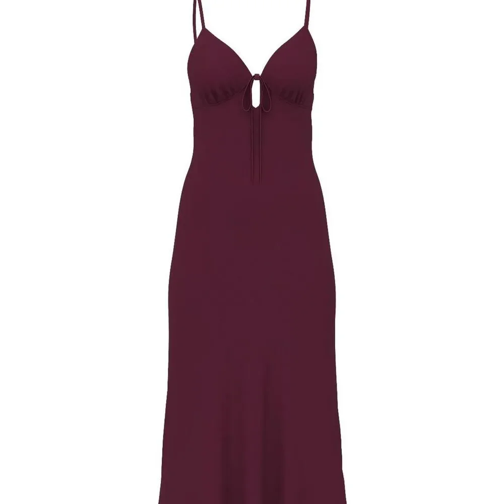 PINK Victoria's Secret "Fall In Love Midi Dress" - Plum Burgundy Slip Dress - Picture 3 of 13
